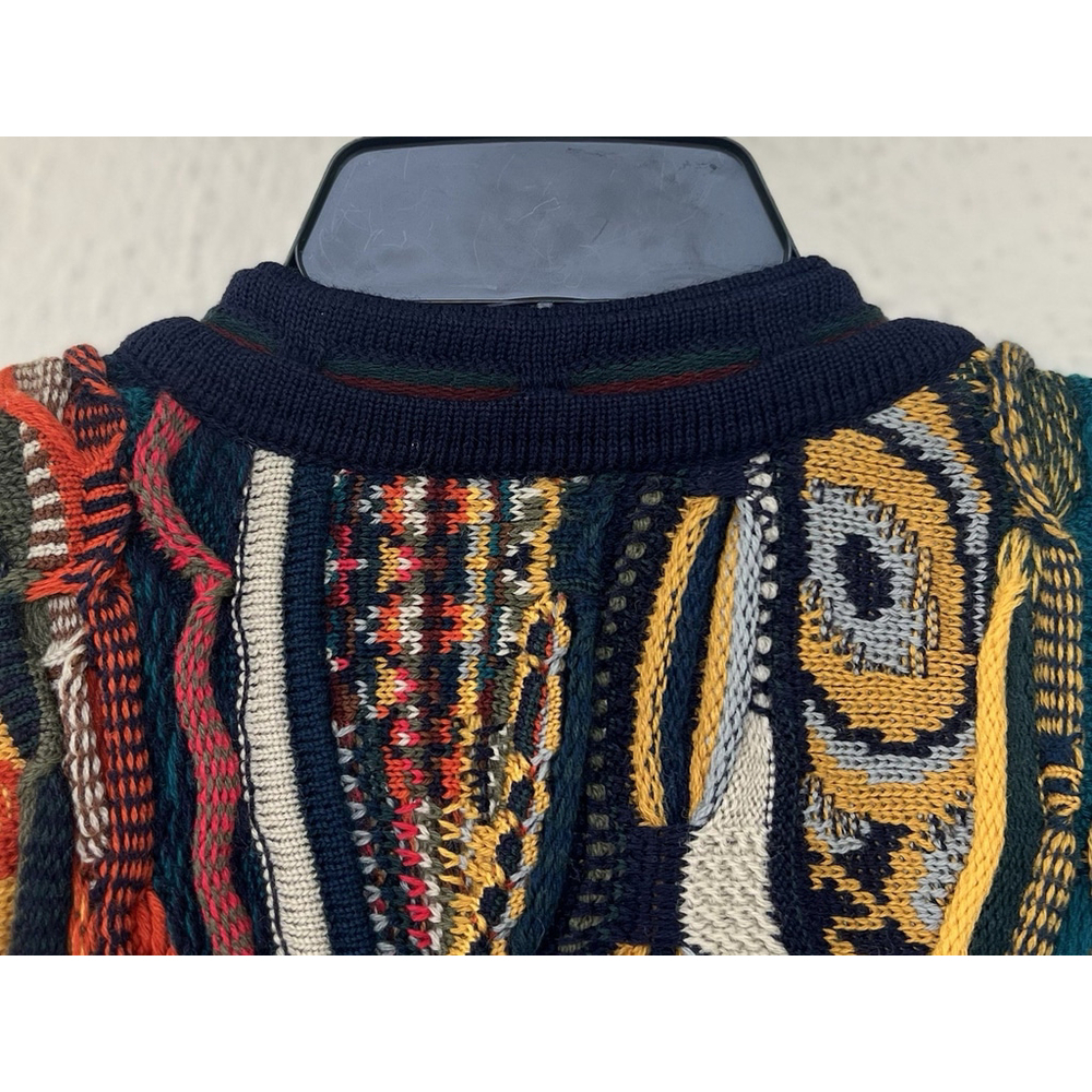 Vintage Coogi Cardigan Sweater S Multicolor 3D Knit Wool 90s Australia Eclectic - Picture 6 of 7
